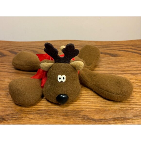 Hallmark Plush Beanbag Rodney Reindeer Stuffed Toy Red Bow Christmas Decor - Picture 5 of 11
